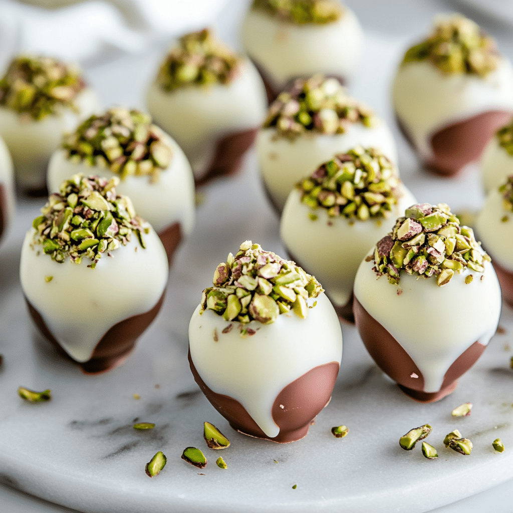 Dubai chocolate strawberries filled with pistachio butter