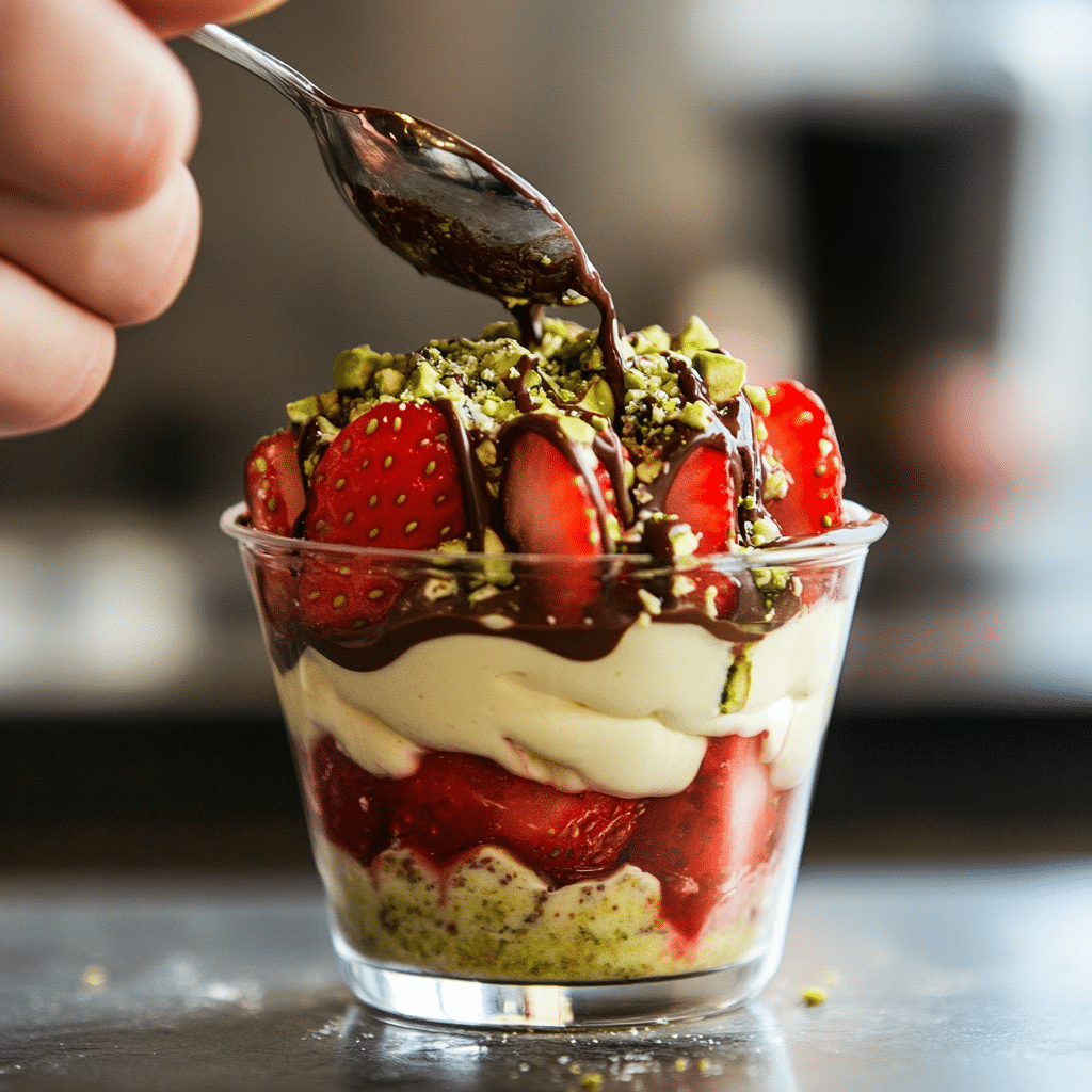 Dubai Strawberry Cup – A No-Bake, Layered Pistachio Dessert You’ll Want on Repeat 8 Layering a Dubai strawberry cup step-by-step
