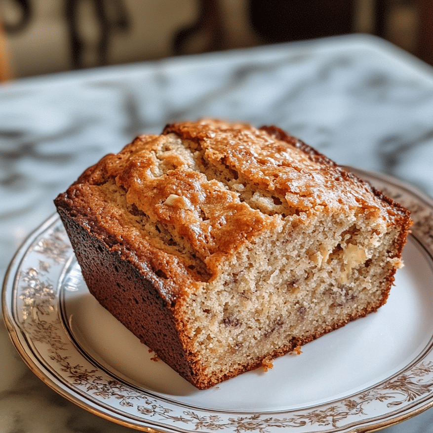 Cottage Cheese Banana Bread That’s Moist, Healthy & Surprisingly Delicious 6 Cottage cheese banana bread made with ripe bananas, sliced loaf on elegente plat on marbre board