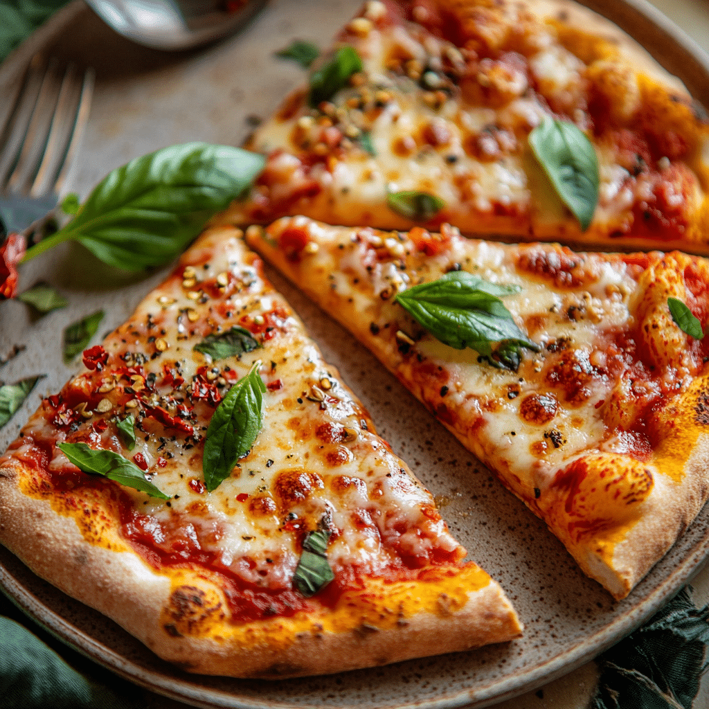 Cottage cheese pizza crust baked golden and topped with fresh ingredients