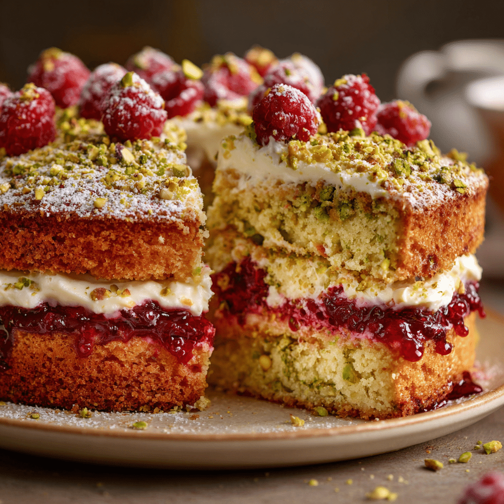 Pistachio and Raspberry Cake – Soft Crumb, Sharp Fruit, Pure Comfort 8 Pistachio and raspberry cake baking in the oven