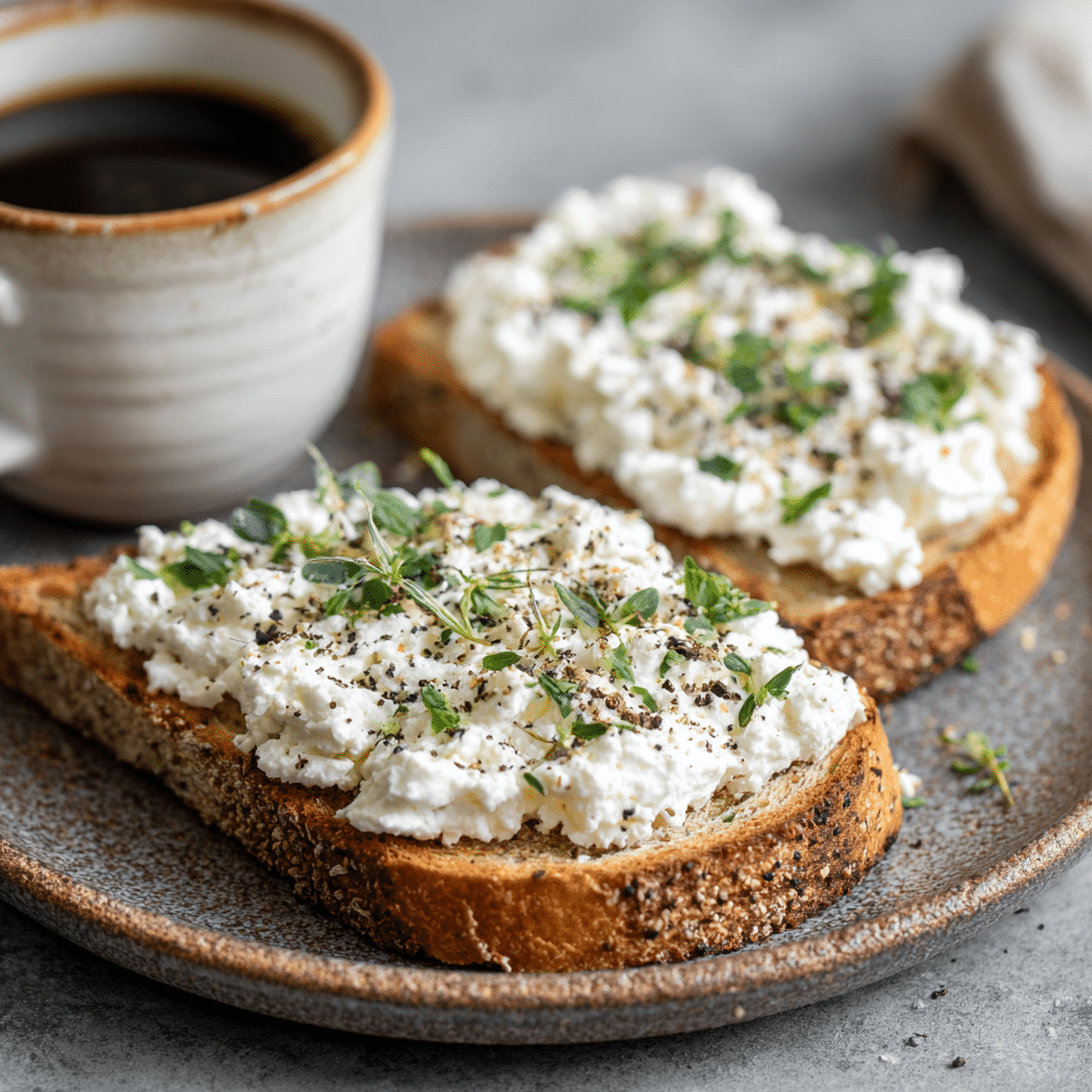 Low Fat Cottage Cheese – Smart, Simple, and Seriously Underrated 3 Low fat cottage cheese on toast with herbs