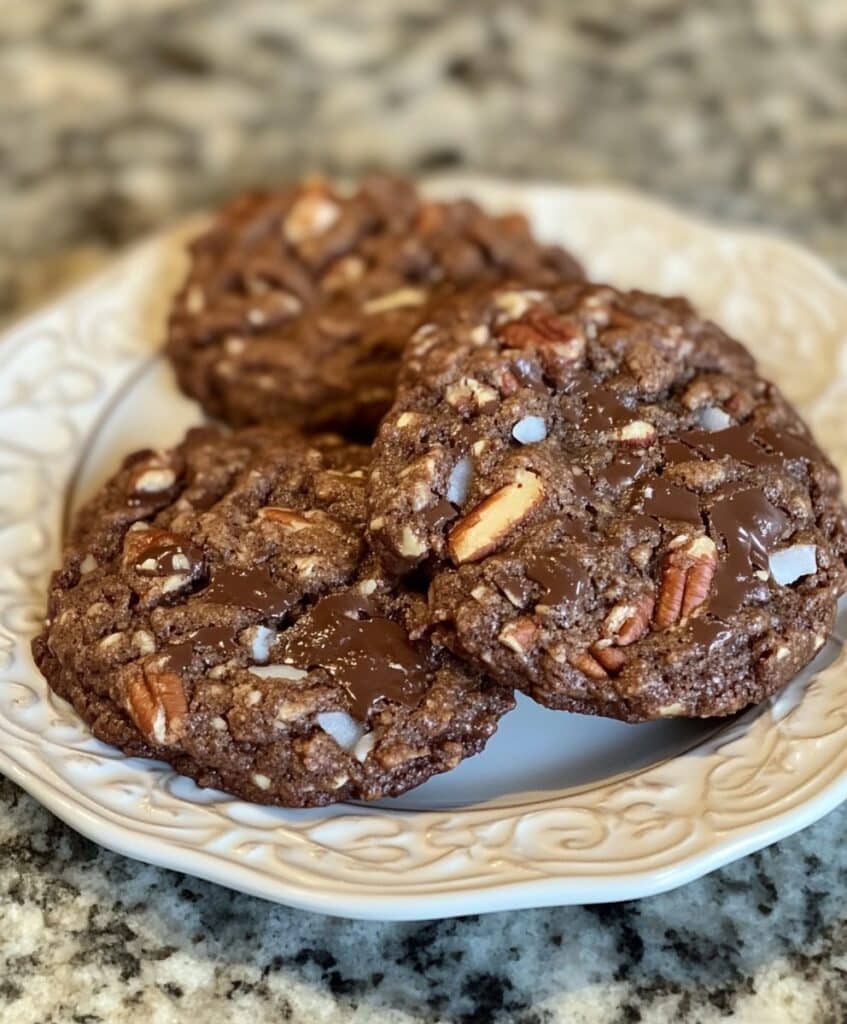 Almond Flour Chocolate Cookies – Soft, Fudgy, and Naturally Gluten-Free 8 Almond flour chocolate cookies stacked with melted chocolate
