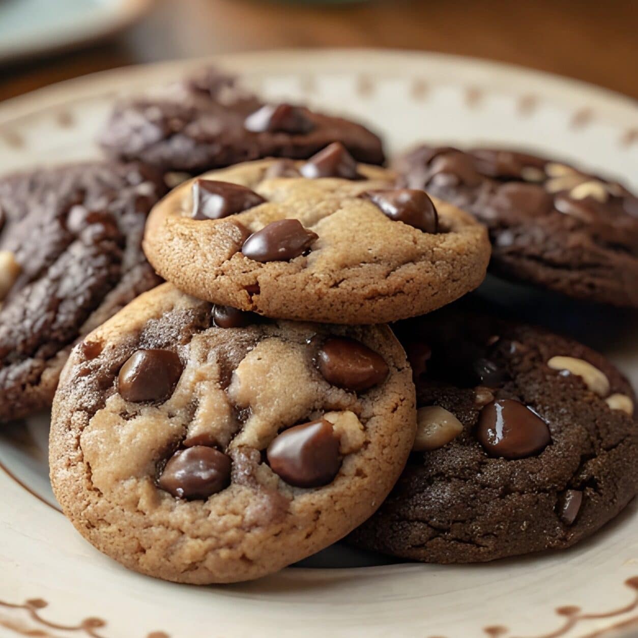 Almond Flour Chocolate Cookies – Soft, Fudgy, and Naturally Gluten-Free 5 Almond flour chocolate cookies stacked with melted chocolate