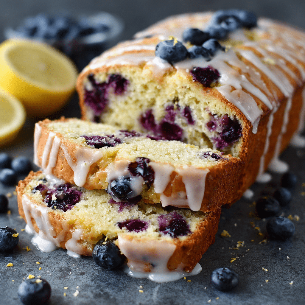 Healthier Lemon Blueberry Loaf (Gluten Free) 4 Sliced gluten-free lemon blueberry loaf
