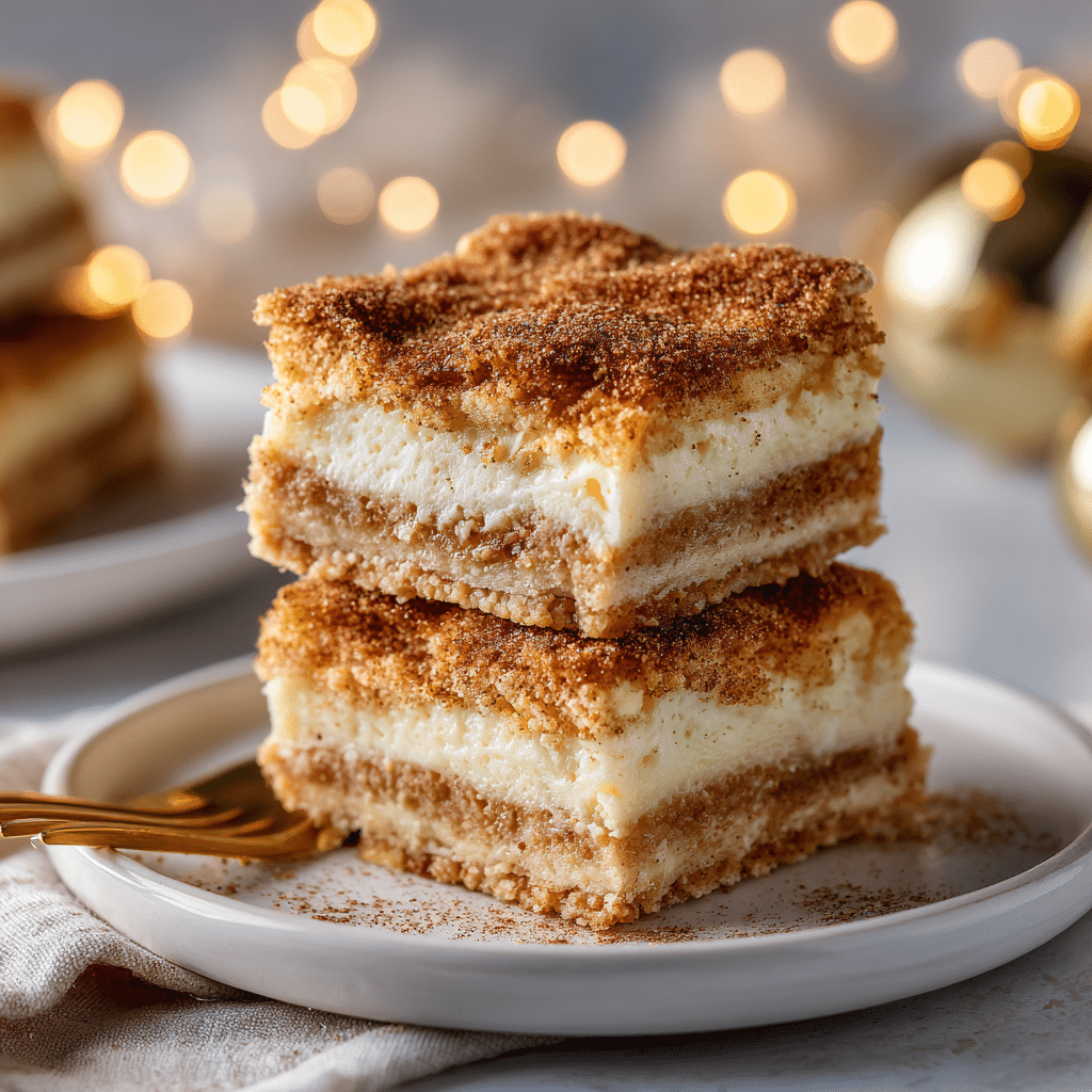 Simple Churro Cheesecake for Parties 6 Close-up_of_churro_cheesecake_bars_with_3_layer