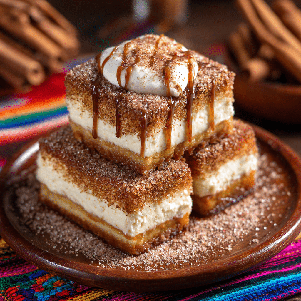 Simple Churro Cheesecake for Parties 5 Close-up_of_churro_cheesecake_bars_with_3_layer