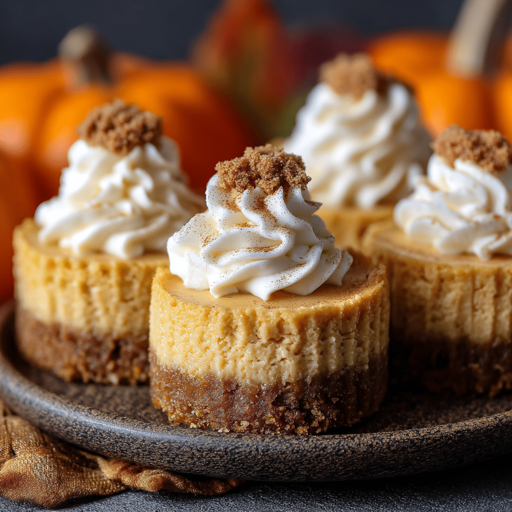 Healthy Pumpkin Cheesecakes 6 Delicious Healthy Pumpkin Cheesecakes served with a touch of cinnamon and yogurt, styled in a cozy fall setting.
