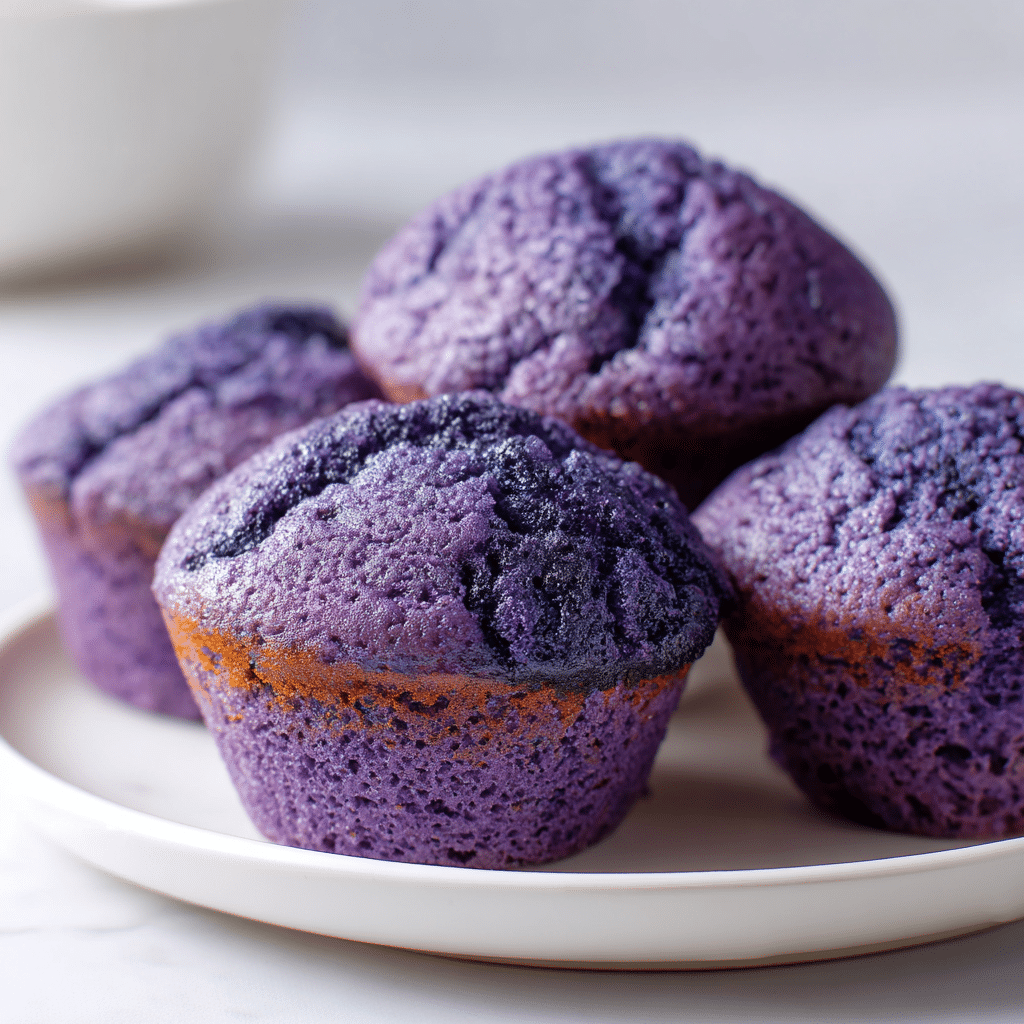 Fluffy Ube Cupcakes – Naturally Purple & Just Sweet Enough 8 Ube cupcakes with natural purple color and soft texture