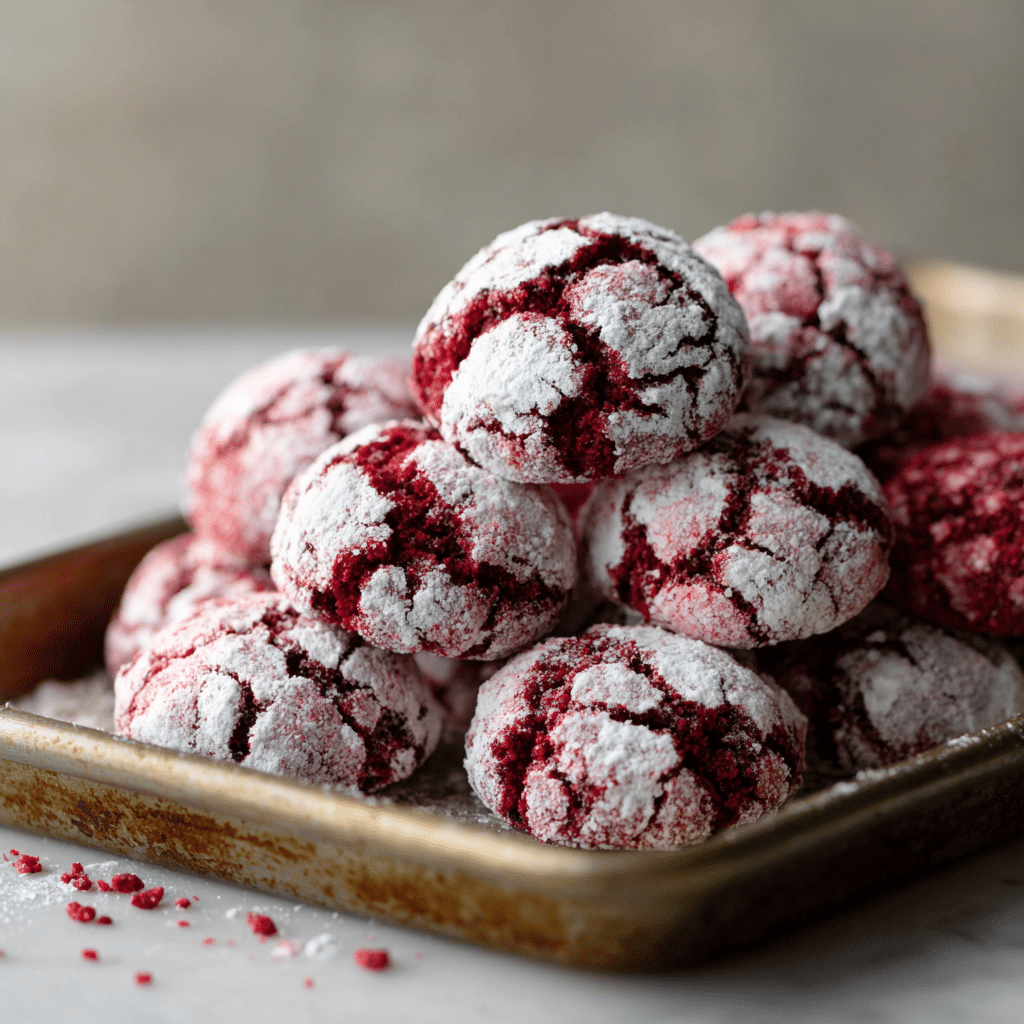 Easy Red Velvet Crinkle Cookies With Natural Coloring 7 Healthy red velvet crinkle cookies coated in powdered sugar.