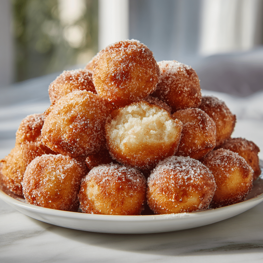 2-Ingredient Banana Donut Holes – Easy & Delicious Treat 4 banana donut holes in white plate