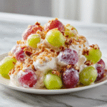 Refreshing Brown Sugar Grape Salad - Easy Delightful Recipe 7 Brown Sugar Grape Salad in a colorful bowl with fresh grapes and mint