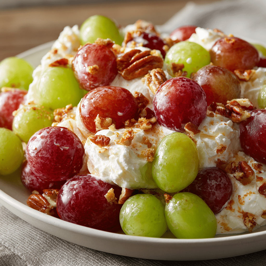 Refreshing Brown Sugar Grape Salad - Easy Delightful Recipe 5 Brown Sugar Grape Salad in a colorful bowl with fresh grapes and mint