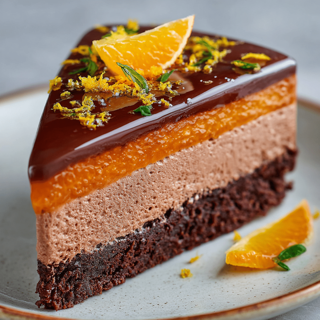 Chocolate Orange Delight: A Homemade Dessert That’s Easy, Trendy, and Delicious 4 A slice of Chocolate Orange Delight showing distinct dessert layers.
