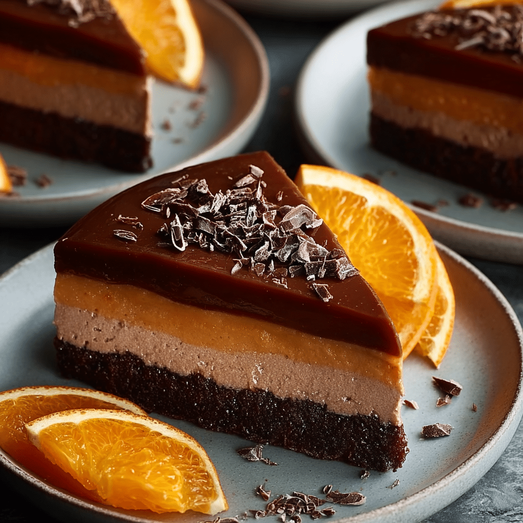 Chocolate Orange Delight: A Homemade Dessert That’s Easy, Trendy, and Delicious 5 A slice of Chocolate Orange Delight showing distinct dessert layers.