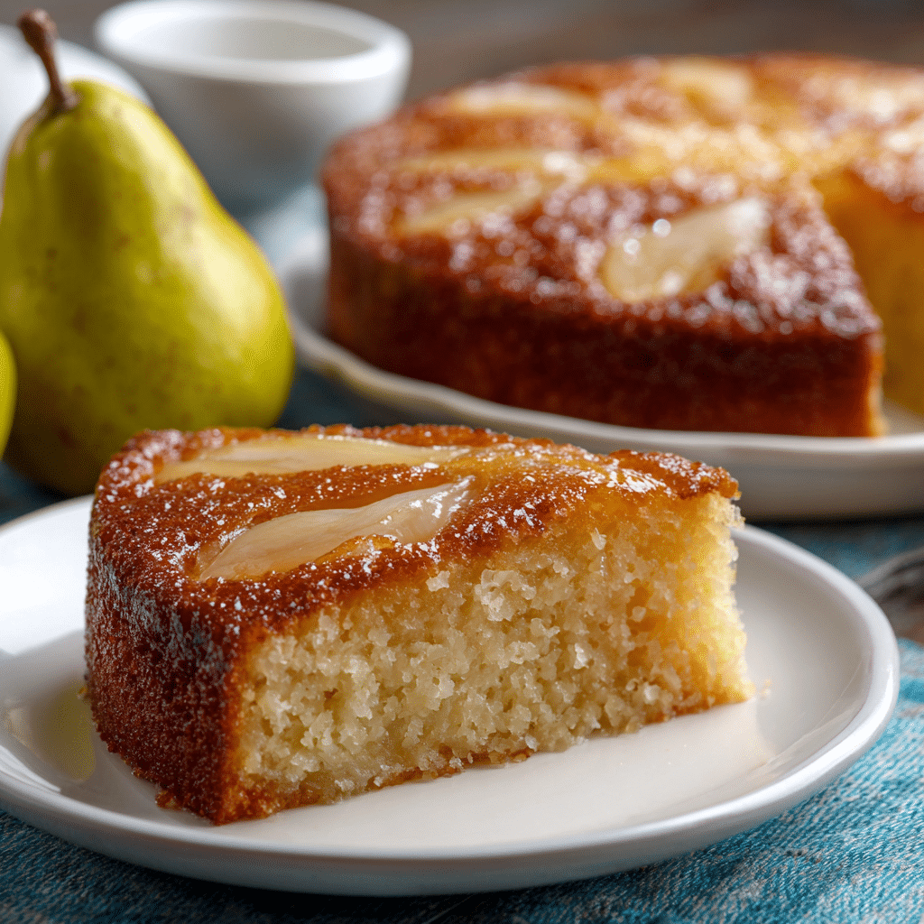 Easy Italian Pear Cake – Moist, Simple & Delicious 6 Delicious Easy Italian Pear Cake topped with fresh slices and powdered sugar.