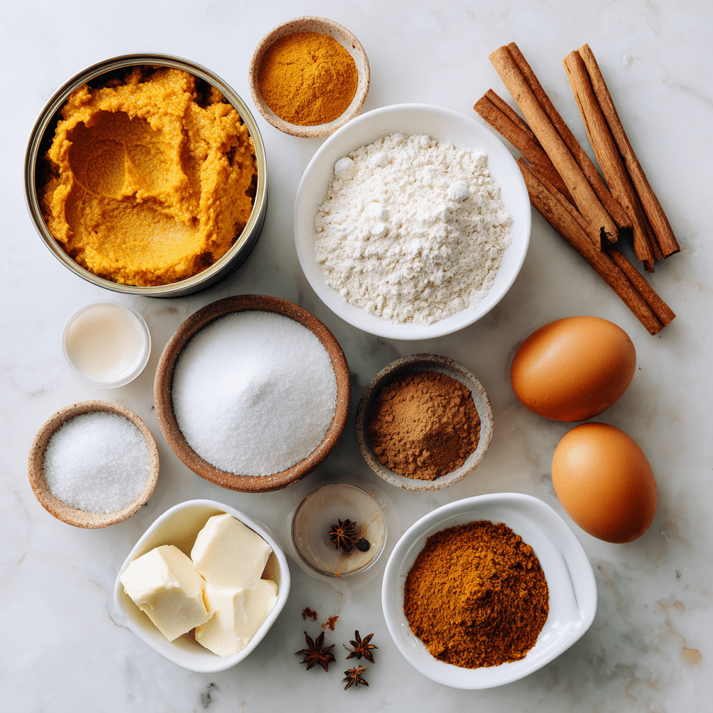 Gluten Free Pumpkin Bars: A Cozy Fall Dessert You’ll Love 7 gluten free pumpkin bars ingredients flat lay