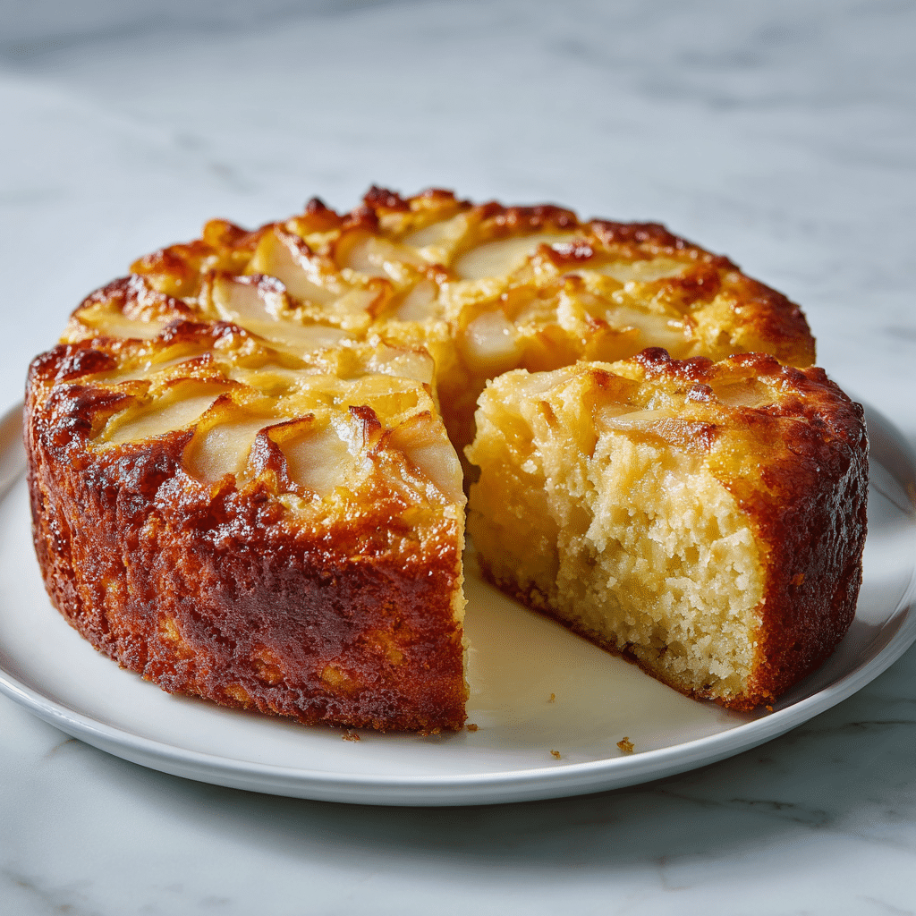 Easy Italian Pear Cake – Moist, Simple & Delicious 5 Delicious Easy Italian Pear Cake topped with fresh slices and powdered sugar.