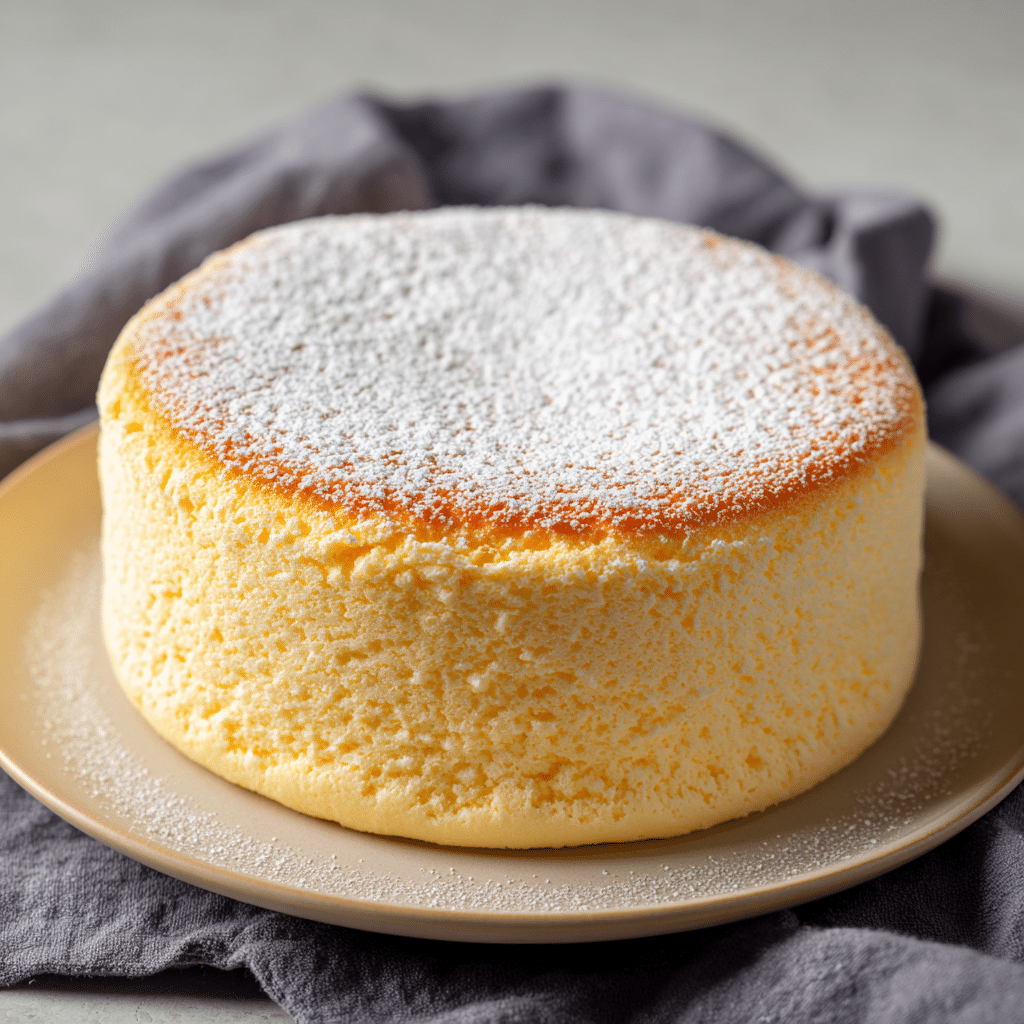 Japanese Cotton Cheesecake: Fluffy, Light, and Irresistible 7 Whole Japanese cotton cheesecake dusted with powdered sugar.