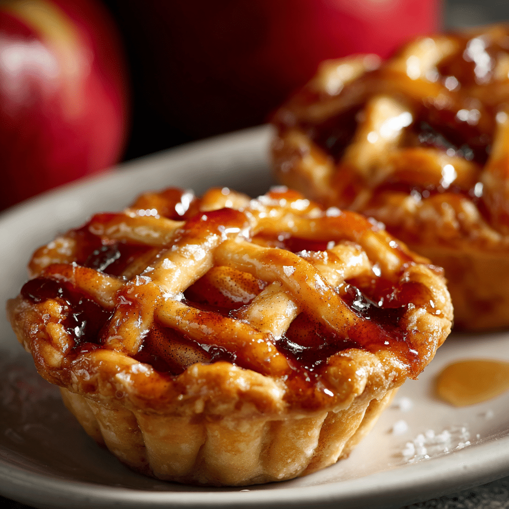 Easy Mini Apple Pies – Delicious & Perfect for Any Occasion 5 Mini apple pies on a plate, freshly baked and golden brown