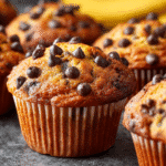 Healthy Banana Chocolate Chip Muffins - Made with Greek Yogurt! 7 Delicious homemade Banana Chocolate Chip Muffins fresh out of the oven
