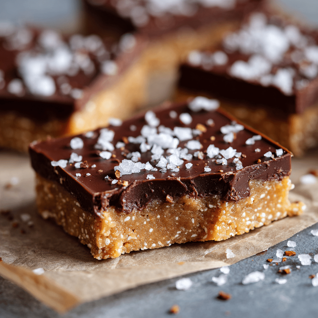 Healthy & No Bake Cookie Dough Bars: The Ultimate Guilt-Free Treat 6 Close-up of a chewy no-bake cookie dough bar with chocolate topping.