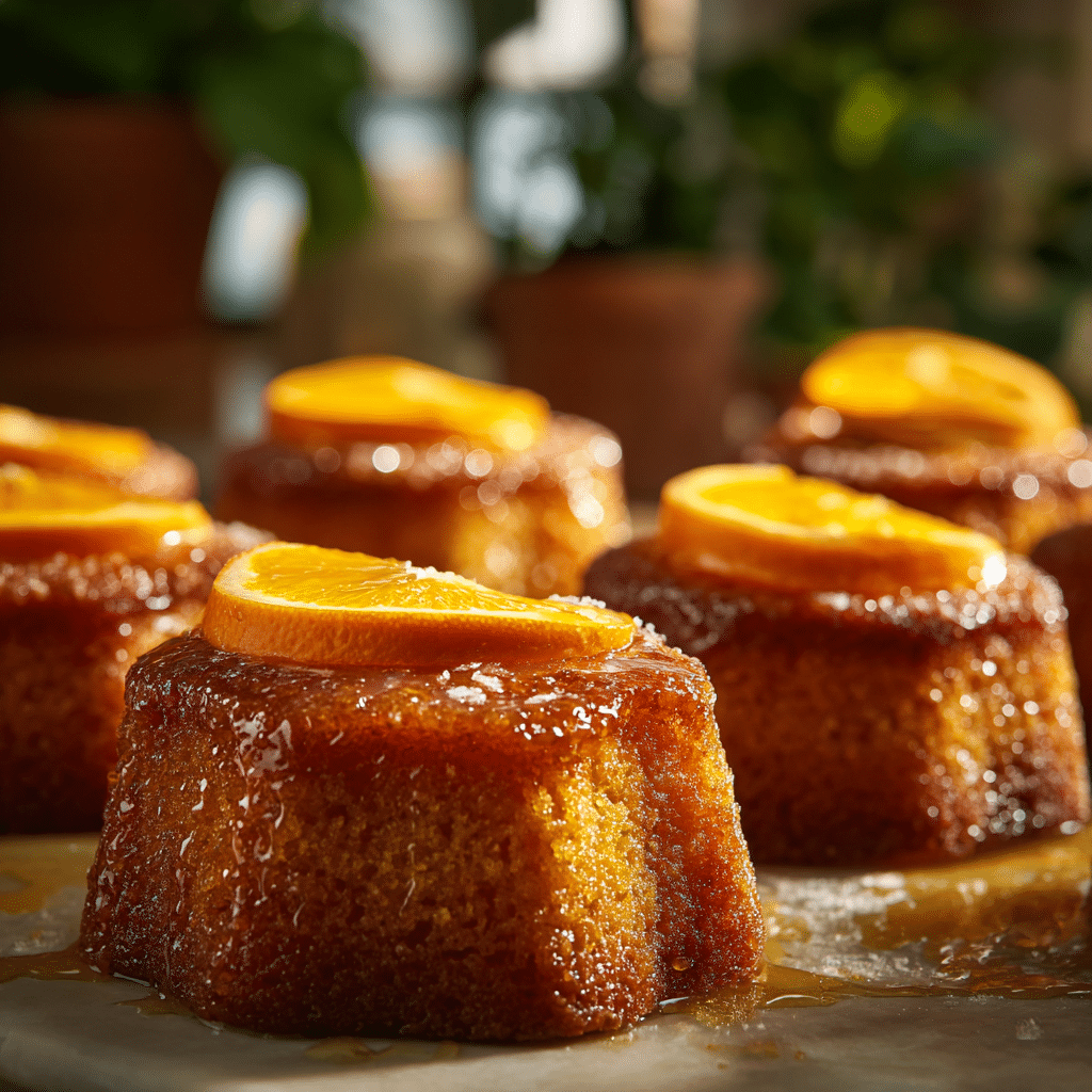 Easy Orange Ginger Honey Cakes | A Cozy Citrus Dessert 6 Delicious Orange Ginger Honey Cakes topped with a drizzle of honey