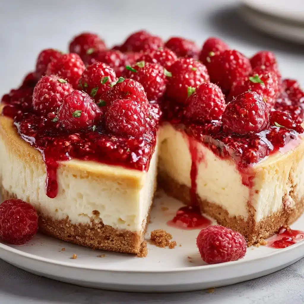 Easy Creamy Raspberry Cheesecake – A Dreamy Dessert 6 Creamy raspberry cheesecake dessert with fresh raspberries on top