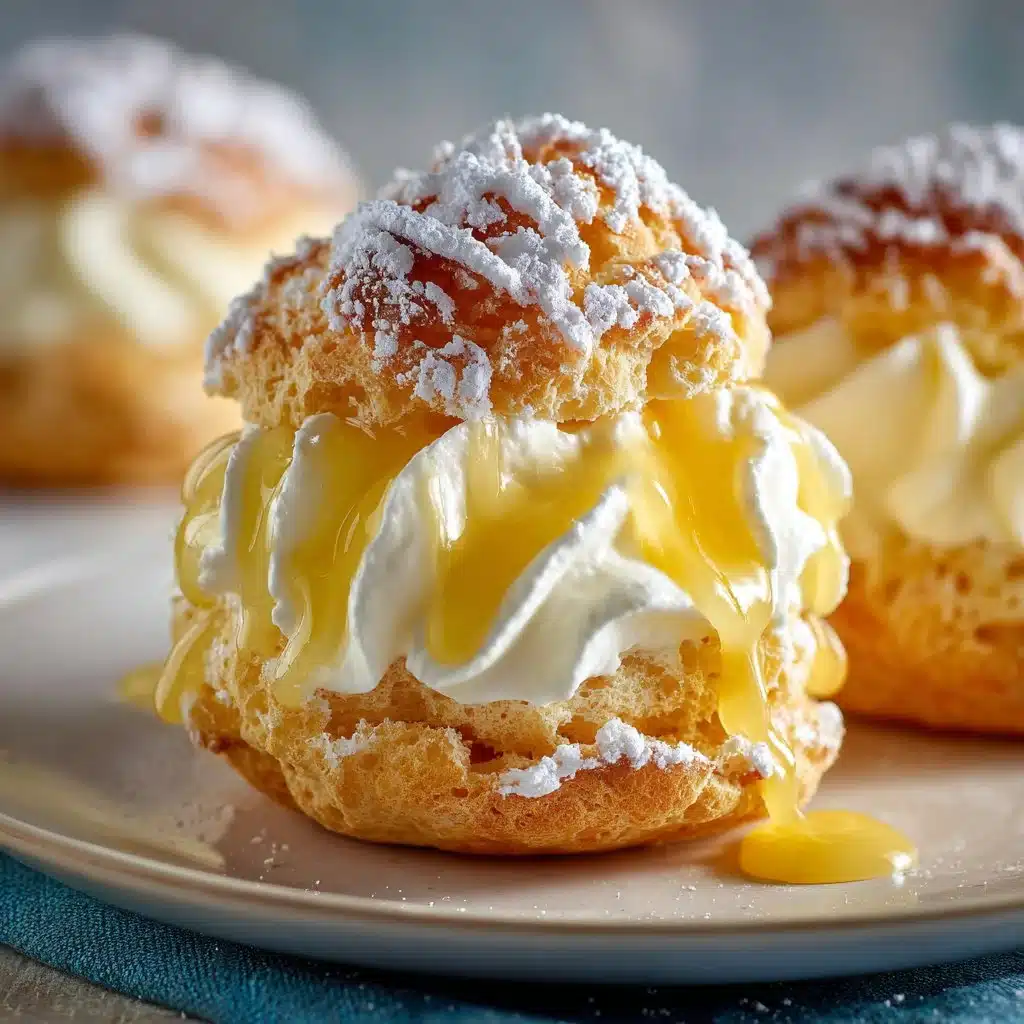 Lemon Cream Puffs – Easy No-Bake Dessert with Fresh Citrus Flavor 4 Delicious homemade lemon cream puffs filled with zesty lemon cream