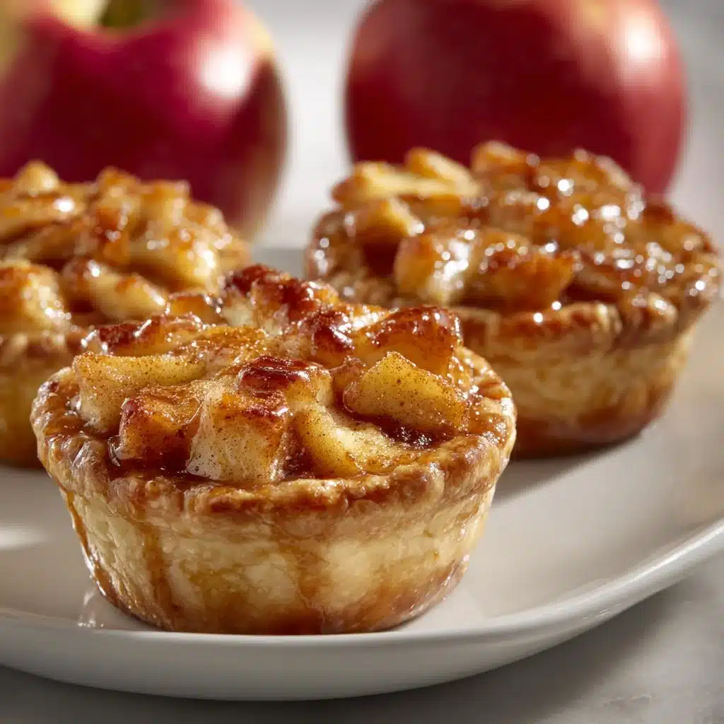 Easy Mini Apple Pies – Delicious & Perfect for Any Occasion 4 Mini apple pies on a plate, freshly baked and golden brown
