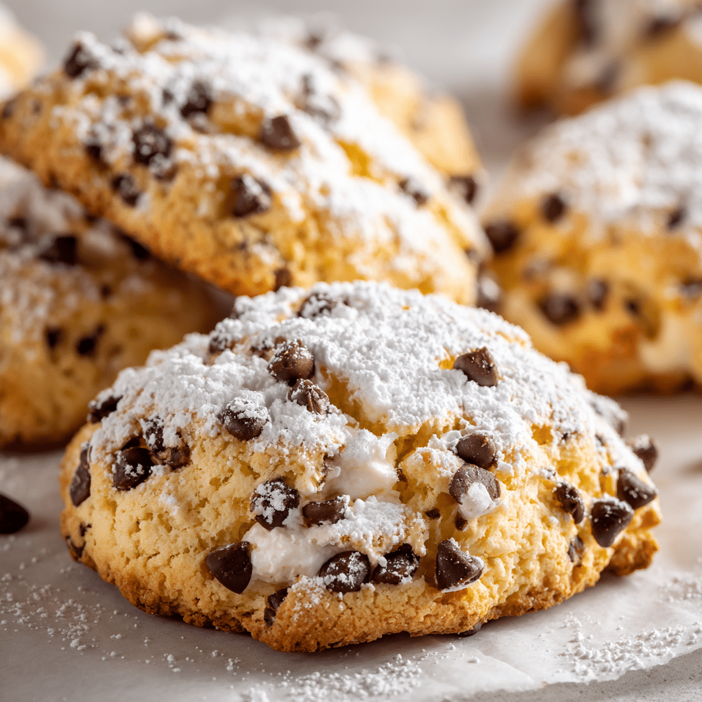 Cannoli Cookies Recipe: Creamy Ricotta Filling in Every Bite 4 Delicious cannoli cookies with creamy filling and powdered sugar topping.