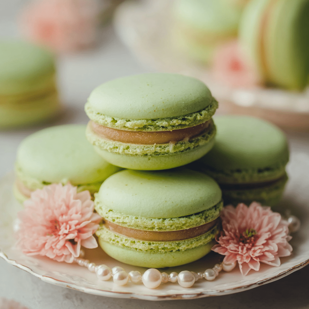 Caramel Apple Macarons – Elegant Fall Dessert for Any Occasion 6 Caramel apple macarons featuring a creamy filling and apple topping