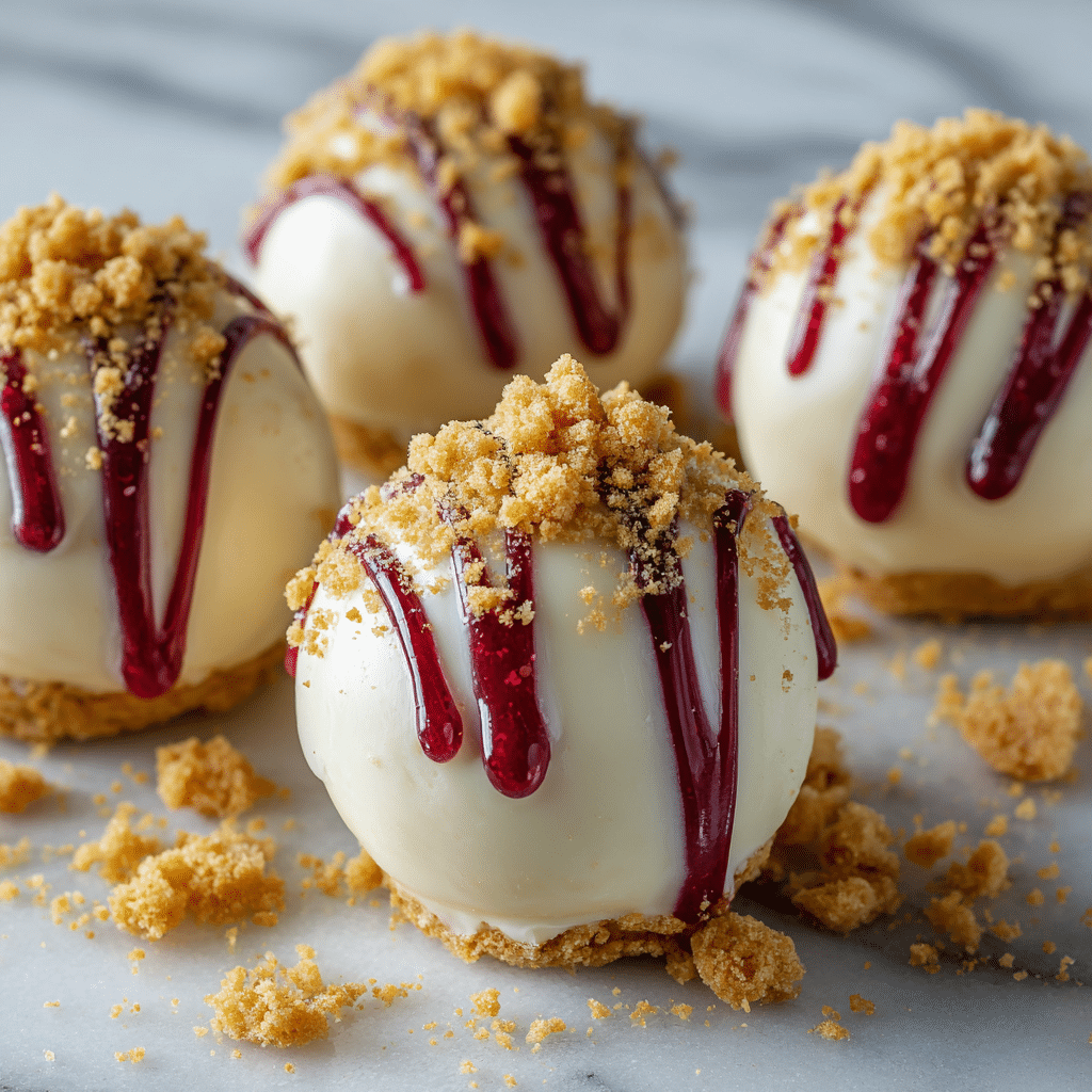 Irresistible Cheesecake Bites Recipe – Creamy, Crunchy & Perfectly Sweet 6 Delicious cheesecake bites on a platter, an easy dessert idea for any occasion.