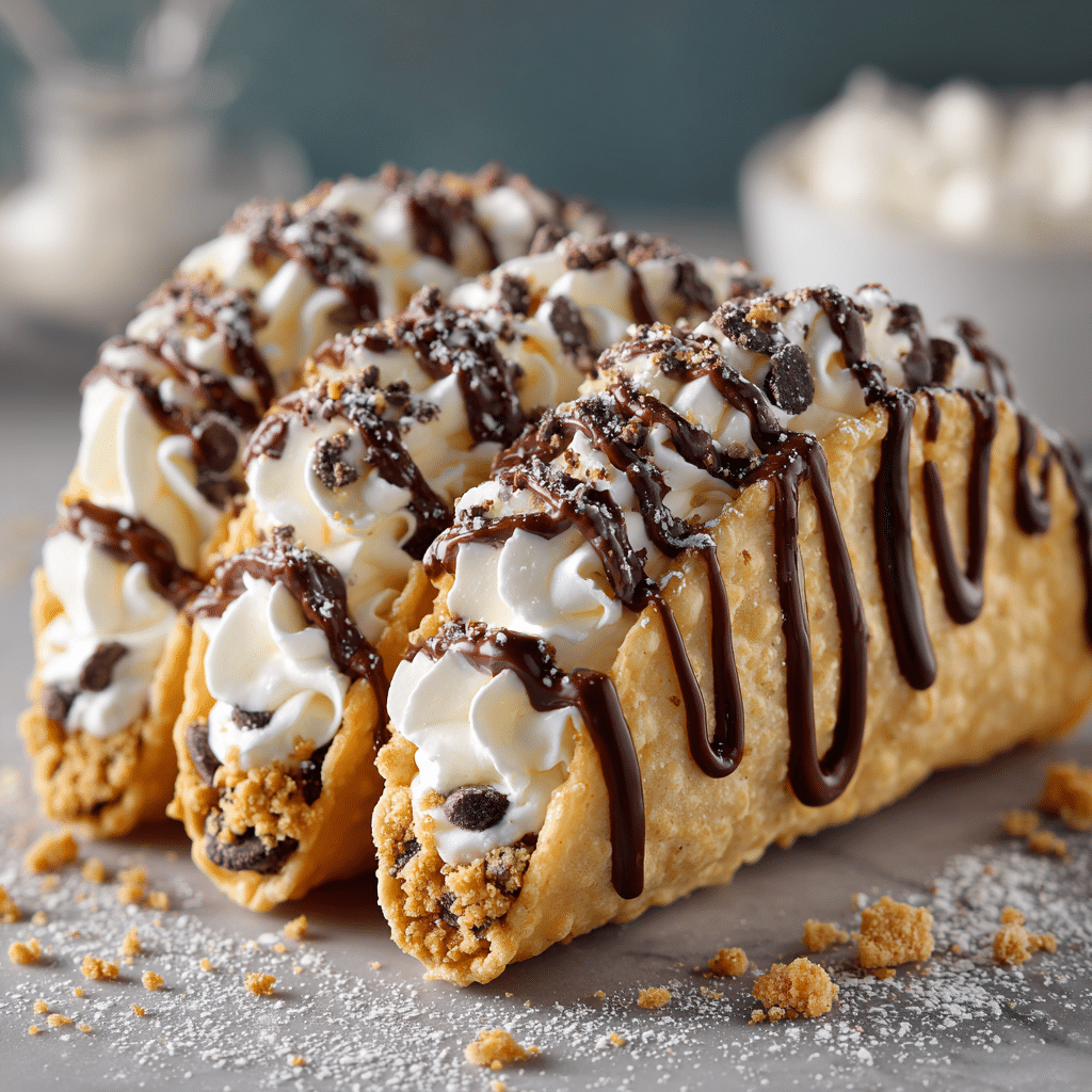 Easy Cheesecake Cookie Dough Tacos 5 Easy cheesecake tacos filled with cookie dough topping on a plate