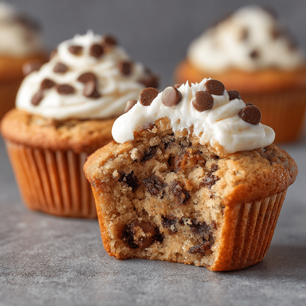 Easy Chocolate Chip Cookie Dough Molten Cupcakes 5 Chocolate Chip Cookie Dough Molten Cupcakes with gooey center