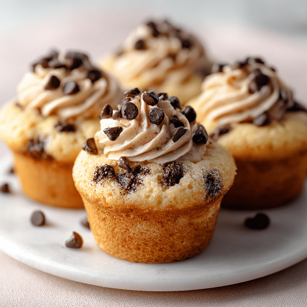 Easy Chocolate Chip Cookie Dough Molten Cupcakes 4 Chocolate Chip Cookie Dough Molten Cupcakes with gooey center