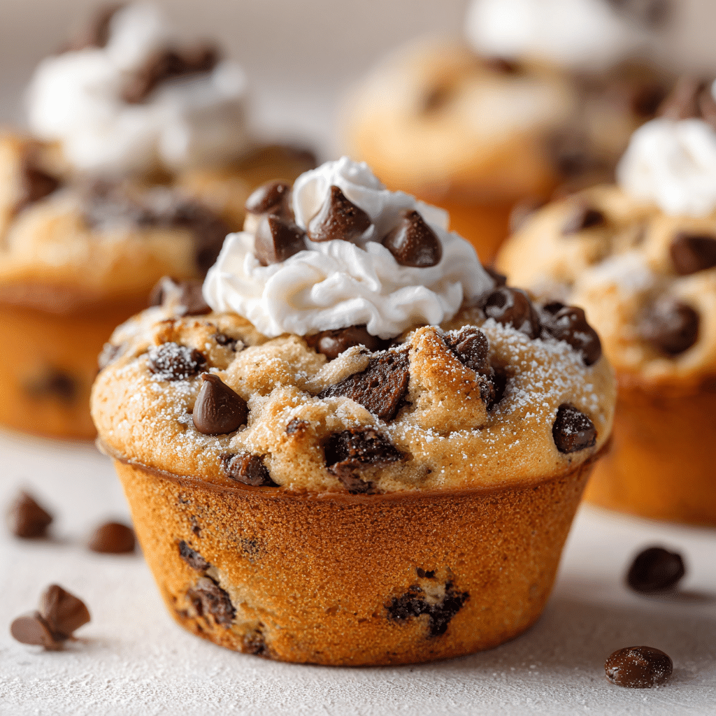 Easy Chocolate Chip Cookie Dough Molten Cupcakes 6 Chocolate Chip Cookie Dough Molten Cupcakes with gooey center