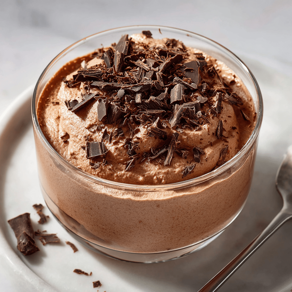 Healthy Chocolate Cottage Cheese Mousse – Quick & Delicious 6 Delicious Chocolate Cottage Cheese Mousse served in a bowl.