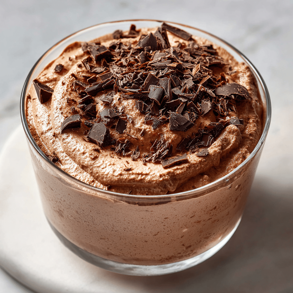 Healthy Chocolate Cottage Cheese Mousse – Quick & Delicious 5 Delicious Chocolate Cottage Cheese Mousse served in a bowl.