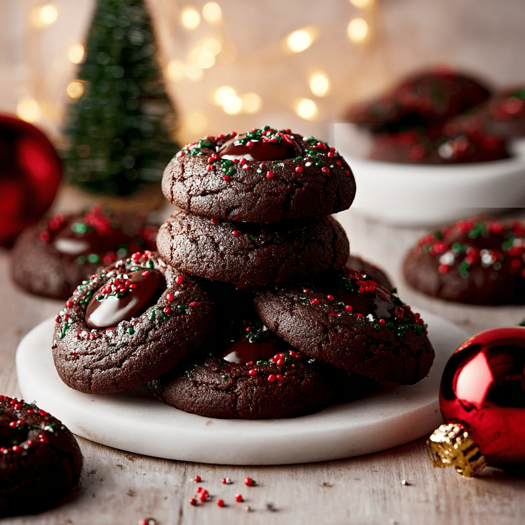 Best Chocolate Thumbprint Cookies Recipe for Holidays & Parties 6 Delicious Chocolate Thumbprint Cookies filled with chocolate ganache.