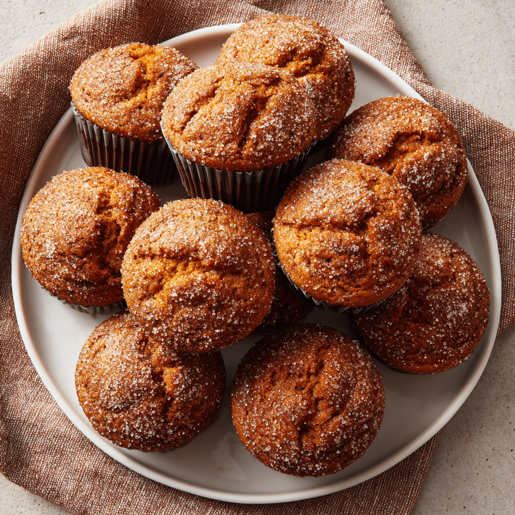 Soft & Fluffy Pumpkin Muffins with Cinnamon Sugar Topping 6 Delicious cinnamon sugar pumpkin muffins fresh out of the oven