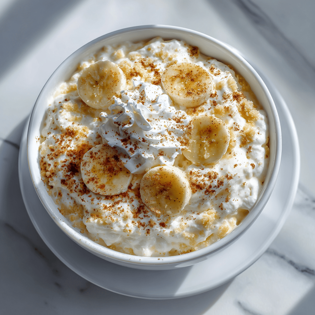 Cottage Cheese Banana Pudding – Creamy, Healthy & Easy Dessert 5 Delicious cottage cheese banana pudding topped with banana slices.