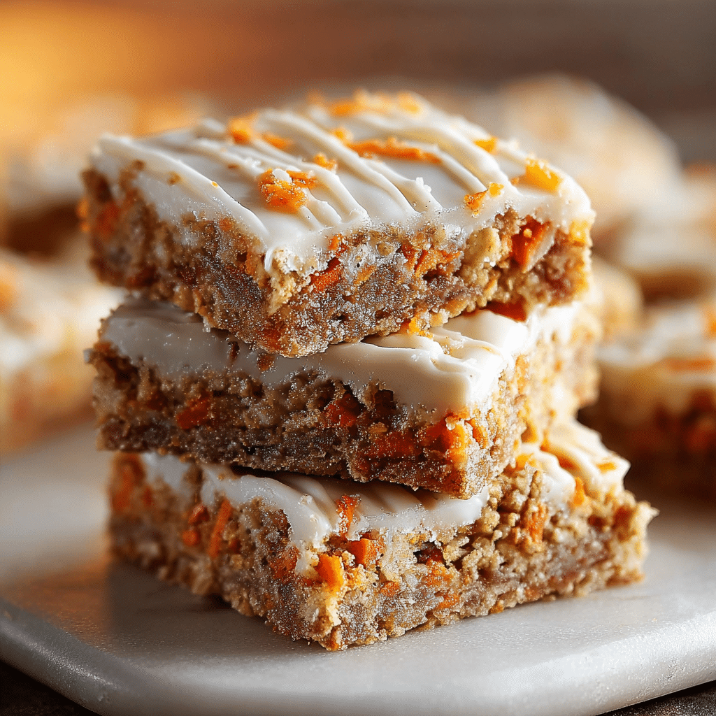 Cottage Cheese Carrot Cake Bars: A Healthy Dessert Delight 5 Cottage Cheese Carrot Cake Bars topped with cream cheese frosting