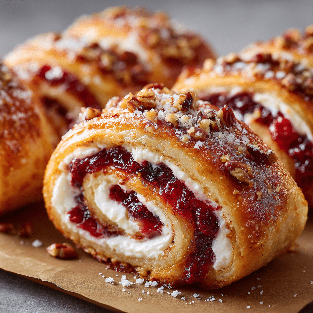 Festive Cranberry Crescent Roll Ups – Sweet Holiday Snack Idea 4 Festive Cranberry Roll Ups served on a holiday platter