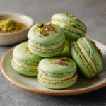 French Pistachio Macarons – Elegant & Delicious Treat 7 Delicious Pistachio Macarons with a nutty flavor and vibrant green color
