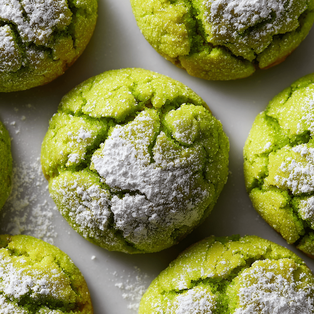 Grinch Crinkle Cookies – Soft, Chewy & Perfect for the Holidays 6 Delicious Grinch Crinkle Cookies on a festive plate with holiday decorations