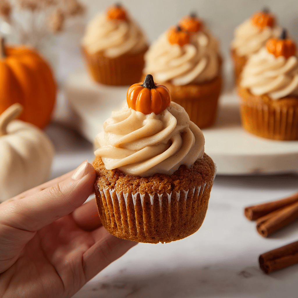 Homemade Pumpkin Cupcakes Recipe – Soft, Spiced & Perfectly Sweet 5 Delicious homemade pumpkin cupcakes topped with cream cheese frosting
