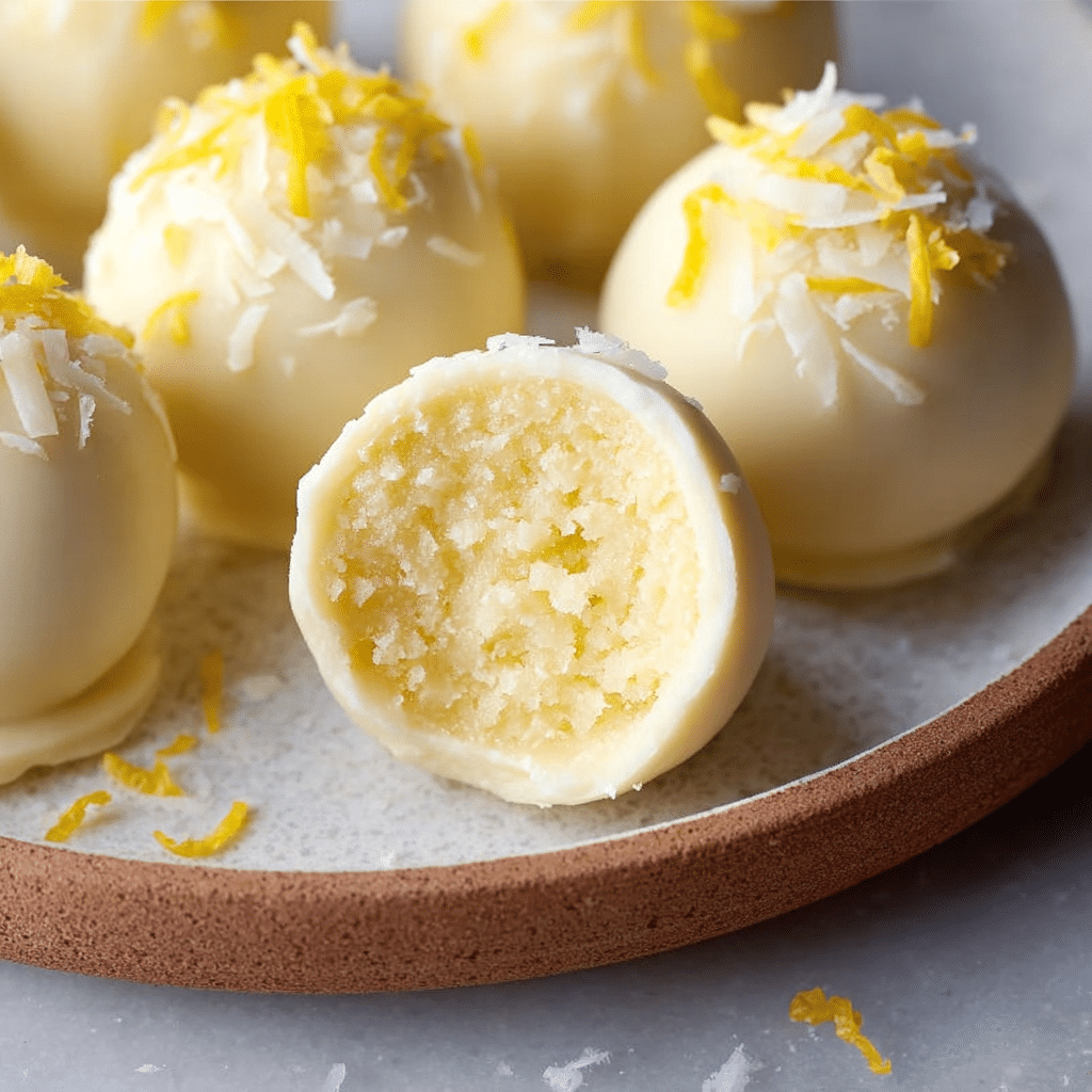 Creamy Lemon Truffles – Easy No-Bake Dessert with Zesty Flavor 5 Delicious creamy lemon truffles topped with a dusting of powdered sugar
