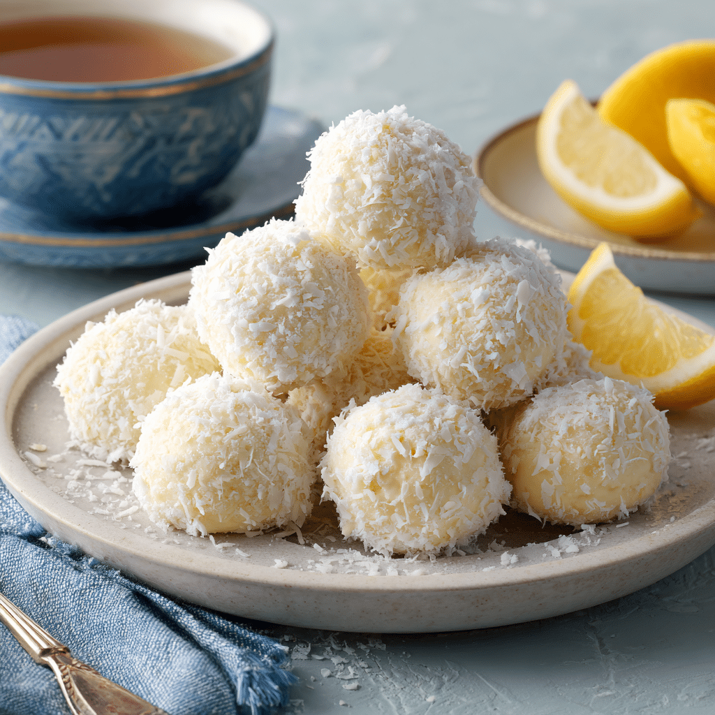Creamy Lemon Truffles – Easy No-Bake Dessert with Zesty Flavor 6 Delicious creamy lemon truffles topped with a dusting of powdered sugar