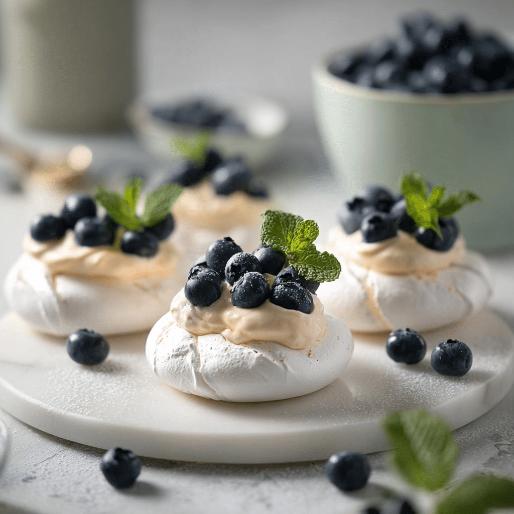 Easy Meringues with Citrus Curd Recipe | Elegant Gluten-Free Treat 5 Delicious meringues topped with vibrant citrus curd for a refreshing dessert